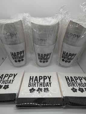 Santa Barbara Design Studio Happy Birthday Party Set 3 Napkin Packs 3 Cup Packs